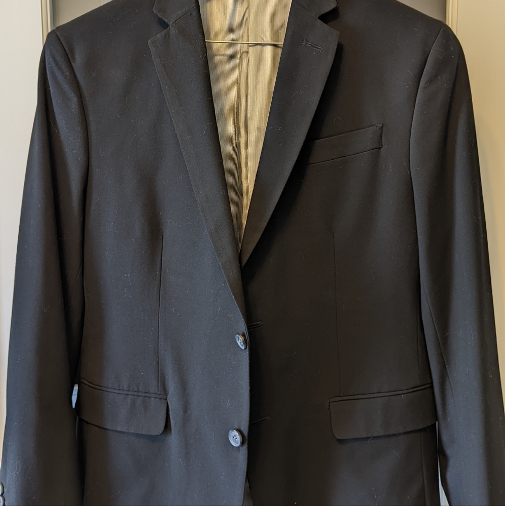 J.Ferrar Men's Black 3 Piece Suit 40R, 34x30